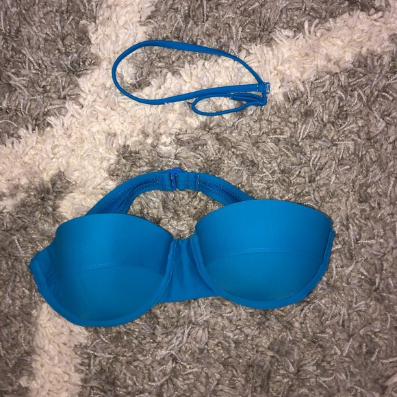 blue strapless bikini